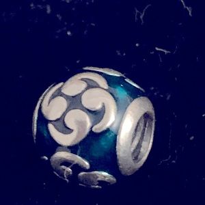 Retired sought after genuine ZEN Pandora Turquoise enamel & silver charm.